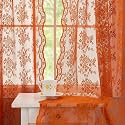 YJ YANJUN Lace Curtains 80 Inches Long, Burnt Orange Sheer Curtain Panels