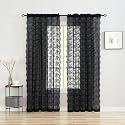 YJ YANJUN Vintage Lace Curtains 108 Inches Long- Victorian Floral Pattern Black Sheer Curtain Panels for Living Room Bedroom,Light Filtering, Gothic Witchy Halloween Drapes 2 Panels 52W x 108L