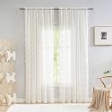 YJ YANJUN Vintage Lace Curtains 108 inches Long 2 Panels Set French Country Shabby Chic Floral Sheer Curtains for Living Room Window Light Filtering Rod Pocket 52W x 108L Ivory