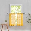 YJ YANJUN Vintage Lace Curtains 24 inch for Small Window 2 Panels Light Filtering Short Mini Cafe Curtains for Bathroom Laundry Room Basement Rod Pocket Width 26 by Length 24 Per Panel Mustard Yellow