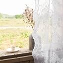 YJ YANJUN Vintage Lace Curtains 54 Inches Length- Victorian Floral Pattern White Sheer Curtain Panels for Living Room Bedroom Bathroom Light Filtering, Country Cottage Core Drapes 2 Panels 52W x 54L
