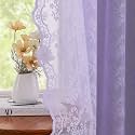YJ YANJUN Vintage Lace Curtains 54 Inch Length-Victorian Floral Pattern Lavender Sheer Curtain Panels for Living Room Bedroom,Light Filtering, Romantic Girly Drapes 2 Panels 52W x 54L Light Purple