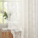 YJ YANJUN Vintage Lace Curtains 54 Inch Length- Victorian Floral Pattern Ivory Short Sheer Curtain Panels for Living Room Bedroom, Country Light Filtering Drapes, Set of 2 52W x 54L Cream