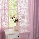 YJ YANJUN Vintage Lace Curtains 63 Inch Length-Victorian Floral Pattern Lilac Sheer Curtain Panels for Living Room Bedroom,Light Filtering, Cute Girls Drapes 2 Panels 52W x 63L Purple Blush