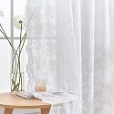 YJ YANJUN Vintage Lace Curtains 63 Inches Length- Elegance Floral White Sheer Curtain Panels for Living Room Bedroom, Rod Pocket Light Filtering, Country Cottage Core Drapes 2 Panels 52W x 63L