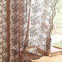 YJ YANJUN Vintage Lace Curtains 63 Inch Length-Victorian Floral Brown Sheer Curtain Panels for Living Room Bedroom,Light Filtering, Rustic Farmhouse Neutral Decor Set of 2 52W x 63L Espresso
