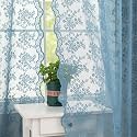 YJ YANJUN Vintage Lace Curtains 63 Inch Length - Victorian Floral Pattern Stone Blue Sheer Curtains for Boys Bedroom Privacy Summer Beach Themed Ocean Coastal Room Decor 2 Panels W52 x L63 Dusty Blue