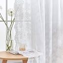 YJ YANJUN Vintage Lace Curtains 72 Inches Long- Victorian Floral Pattern White Sheer Curtain Panels for Patio Door Living Room Bedroom,Light Filtering, French Country Drapes 2 Panels 52W x 72L