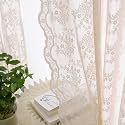 YJ YANJUN Vintage Lace Curtains 72 inchLength Romantic Flowers Sheer Pink Lacy Curtains for Girls Bedroom Living Room Rod Pocket Light Filtering 52 x 72 Inch Dusty Pink