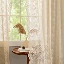 YJ YANJUN Vintage Lace Curtains 72 Inches Long-Victorian Flower Beige Voile Sheer Curtains for Dining Room Bathroom Bay Window Privacy Boho French Country Farmhouse Room Decor 2 Panels 52x72