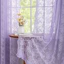 YJ YANJUN Vintage Lace Curtains 72 Inches Long-Victorian Floral Pattern Lavender Sheer Curtain Panels for Living Room Bedroom, Romantic Girls Room Decor 2 Panels 52W x 72L Light Purple