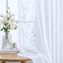 YJ YANJUN Vintage Lace Curtains 72 Inches Long Brilliant White 2 Panels