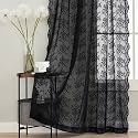 YJ YANJUN Vintage Lace Curtains 72 inch Length Goth Black Floral Sheer Sidelight Curtains for Front Door Coffin/Dark/Halloween/Spooky/Skull/Moody/Witch/Creepy Room Decor 52" W x 72" L