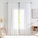 YJ YANJUN Vintage Lace Curtains 80 Inch Length for Doorway -Victorian Floral Pattern White Sheer Curtain Panels for Living Room Bedroom,Light Filtering, Country Cottage Core Drapes 2 Panels 52W x 80L