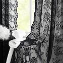YJ YANJUN Vintage Lace Curtains 80 inch Length 2 Panles for Doorway Victorian Gothic Floral Dark Academia Black Sheer Curtain Panels for Living Room Bedroom Light Filtering 52 by 80 inch Length