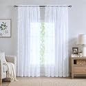 YJ YANJUN Vintage Lace Curtains 84 Inches Long Brilliant White 2 Panels