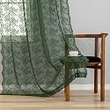YJ YANJUN Vintage Lace Curtains 90 Inches Long-Victorian Floral Pattern Dark Green Sheer Curtain Panels for Ding Room Bedroom,Light Filtering, Retro Boho Neutral Aesthetic Decor 2 Panels 52W x 90L