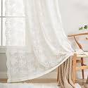 YJ YANJUN Vintage Lace Curtains 90 Inches Long for Dining Room Pair French Country Floral Sheer Curtains for Bedroom Playroom Ivory Cream Colored Boho Farmhouse Decoration 52 x 90 Off White