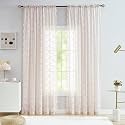 YJ YANJUN Vintage Lace Curtains 90 Inches Long-Victorian Floral Dusty Pink Sheer Curtain Panels for Living Room Bedroom Dining Room, Light Filtering, Shabby Chic Girls Drapes 2 Panels 52W x 90L
