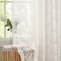 YJ YANJUN Vintage Lace Curtains 94 Inches Long- Antique Flowers Ivory Sheer Curtain Panels for Living Room Bedroom French Door, Light Filtering Drapes, 2 Panels 52W x 94L Cream