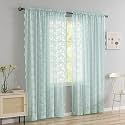 YJ YANJUN Vintage Lace Curtains 96 Inches Long-Victorian Floral Pattern Aqua Sheer Curtain Panels for Living Room Bedroom,Light Filtering, Shabby Chic Memaid Beach Drapes 2 Panels 52W x 96L