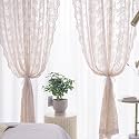 YJ YANJUN Vintage Lace Curtains 96 Inches Long-Victorian Floral Pattern Dusty Pink Sheer Curtain Panels for Living Room Bedroom,Light Filtering, Shabby Chic Girls Drapes 2 Panels 52W x 96L