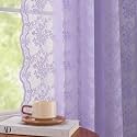 YJ YANJUN Vintage Lace Curtains 96 Inches Long-Victorian Floral Pattern Lavender Sheer Curtain Panels for Living Room Bedroom,Light Filtering, Romantic Girly Drapes 2 Panels 52W x 96L Light Purple