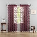 YJ YANJUN Vintage Lace Curtains 96 Inches Long-Victorian Floral Burgundy Xmas Curtain Panels for Living Room 2 Panels Privacy 8ft Holiday Christmas Seasonal Themed Winter Decor 52" W x 96" L Maroon
