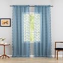 YJ YANJUN Vintage Lace Curtains 96 Inches Long-Victorian Floral Pattern Dusty Blue Sheer Curtain Panels for Living Room Bedroom Nautical Decor Provide Privacy 8FT W52 X L96 Stone Blue