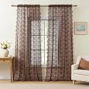 YJ YANJUN Vintage Lace Curtains 96 Inches Long-Victorian Floral Sheer Brown Curtain Panels for Living Room, Elegant Embroidered Style, Neutral Rustic Farmhouse &amp; Cottagecor Décor 2 Panels W52 X L96