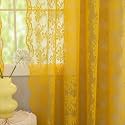 YJ YANJUN Vintage Lace Curtains Boho Sheer Kitchen Curtain Panels 45 inch Length for Window Over Sink Spring Floral Pattern Design Small Short Drapes for Bathroom 2 Panels 52W x 45L
