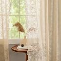 YJ YANJUN Vintage Lace Curtains-Victorian Floral Sheer 80 inch Long Curtains for Closet Without Door Living Room Hallway Light Filtering Retro Closet Door Covering Ideas 1 Pair W52 X L80 Light Beige