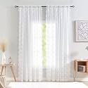 YJ YANJUN Vintage Lace Curtains White Sheer Curtains 96 inches Long 2 Panels Old Fashion Floral Victorian Voile Panels for Living Room Bedroom Rod Pocket Light Filtering 52Wx 96L
