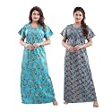 YKI Women39sGirls Cotton Fabric Beautiful Print NightyNightgownNightwearNightdress
