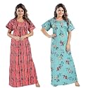 YKI Women39sGirls Cotton Fabric Beautiful Print NightyNightgownNightwearNightdress