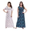 YKI Women39sGirls Cotton Fabric Beautiful Print NightyNightgownNightwearNightdress