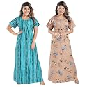 YKI Women39sGirls Cotton Fabric Beautiful Print NightyNightgownNightwearNightdress