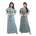 YKI Women39sGirls Cotton Fabric Beautiful Print NightyNightgownNightwearNightdress