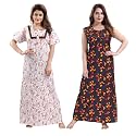 YKI Women39sGirls Cotton Fabric Beautiful Print NightyNightgownNightwearNightdress