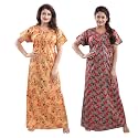 YKI Women39sGirls Cotton Fabric Beautiful Print NightyNightgownNightwearNightdress