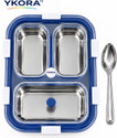 YKORA 3-COMPARTMENT STAINLESS STEEL LUNCH BOX 700400ML