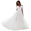 YMFFW Boho Wedding Dresses for Bride 2024 A Line Tulle Lace Wedding Gowns Plus Size Beach Bride Dresses