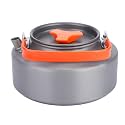 .1L Aluminum Tea Kettle Portable Coffee Pot with Orange Handle Lightweight Stove Top Boiler for Camping Hiking Kitchen Outdoor Use