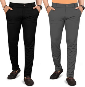 ynam Relaxed Men Black Grey Trousers