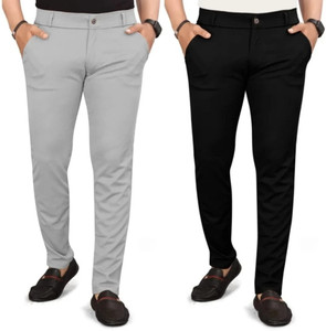 ynam Relaxed Men Black Grey Trousers