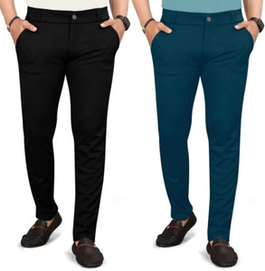 ynam Relaxed Men Black Light Blue Trousers