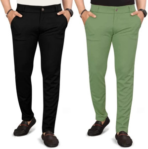 ynam Relaxed Men Black Light Green Trousers