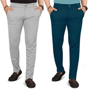 ynam Relaxed Men Light Blue Grey Trousers