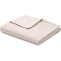 YnM Cotton Waffle Weave Duvet Cover for Weighted Blankets with 16 Strings (Oatmeal,88''x104'')