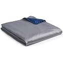 YnM Exclusive Cooling Rayon & Cozy Velvet Dual-Sided Cover for Weighted Blanket (48''x72'') - Blue Grey